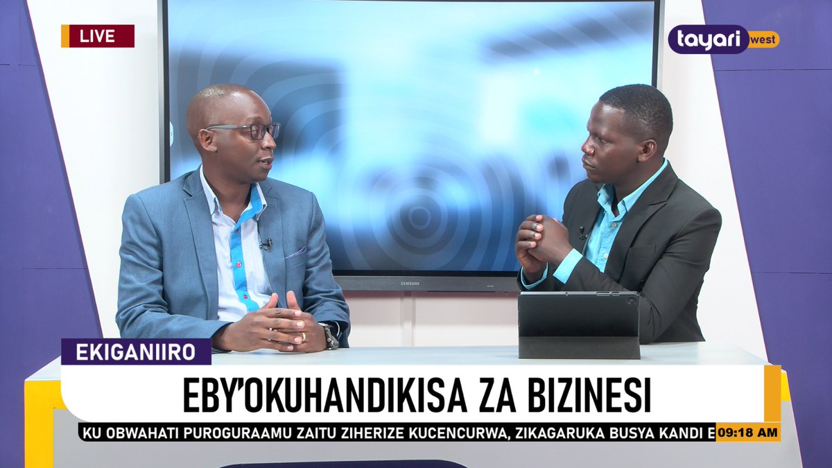 Earlier this morning at <a href="/TayariWestTV/">Tayari WEST TV</a> I hosted Mr Nicholas Tumwebaze <a href="/Nicktumbze/">Nick</a> who heads Mbarara regional <a href="/URSB/">UrsB</a> offices as he exploited how and what it takes for a business to be registered. Why do you think many owners haven't registered their business?