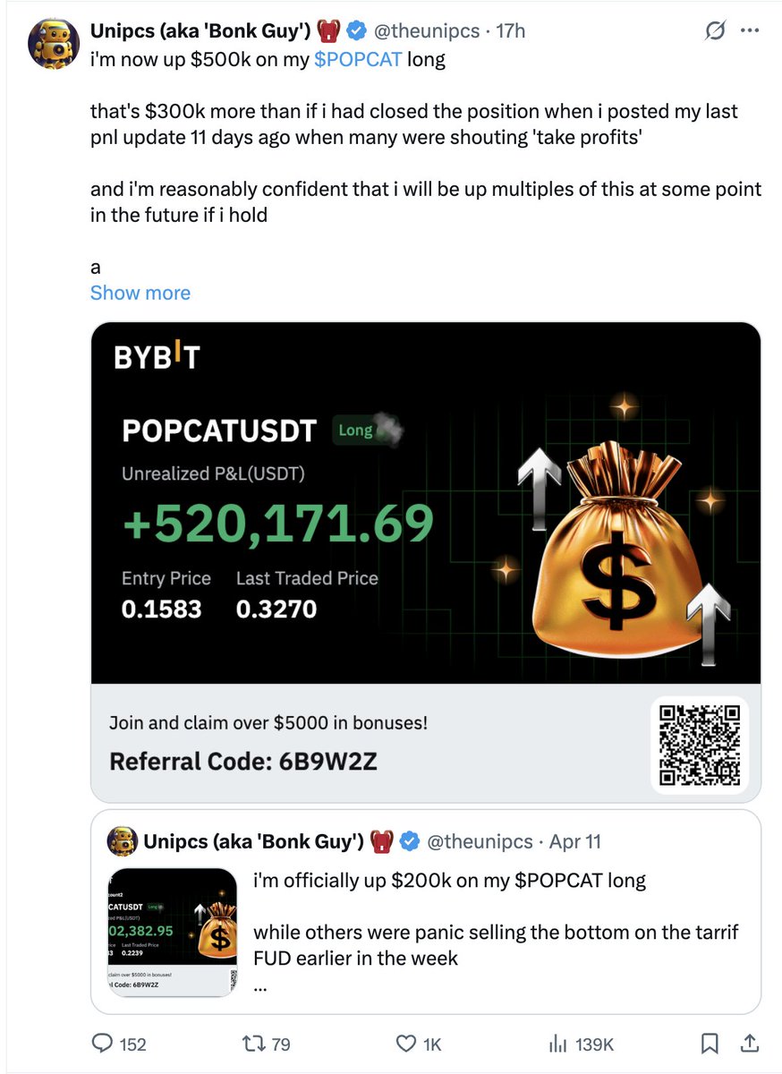 the Bonk guy is taking screenshots instead of taking profit 😭