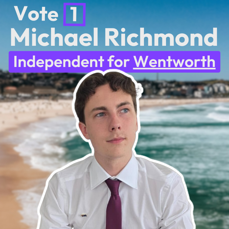 MRBookworming's tweet photo. Its time for change in Australia.

Cost of living is insane, purchasing a house is out of reach and corruption is frequent in parliament.

I am running to create a voice in parliament for all young Aussies who can and can't vote.

If you live in Wentworth, Vote 4 Mike
