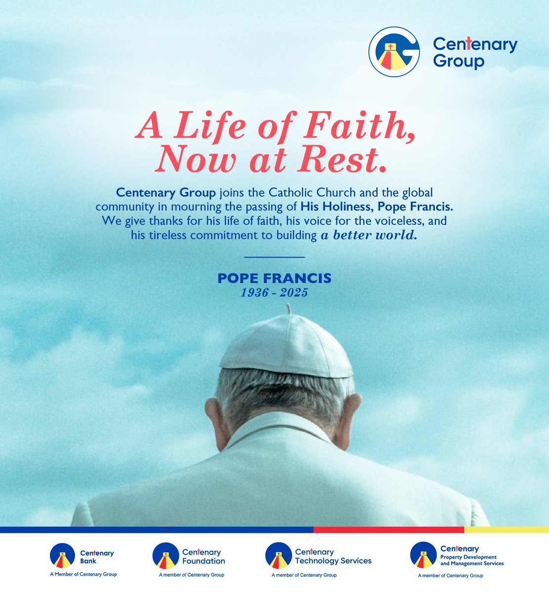 We join the Catholic Church and the global community in mourning the passing of His Holiness, Pope Francis. 

His legacy of compassion, humility, and unwavering faith will continue to inspire generations.

Rest in eternal peace, Holy Father.

#PopeFrancis 
#popefrancisdeath