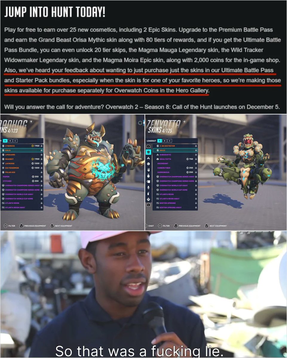 I love OW but their marketing seriously needs to get it together, there's a lot of areas to criticize &amp; this post is making its rounds on reddit.

Freja also has the first legendary skin for a new hero that isn't in her hero gallery or wasn't in the battle pass. :/
