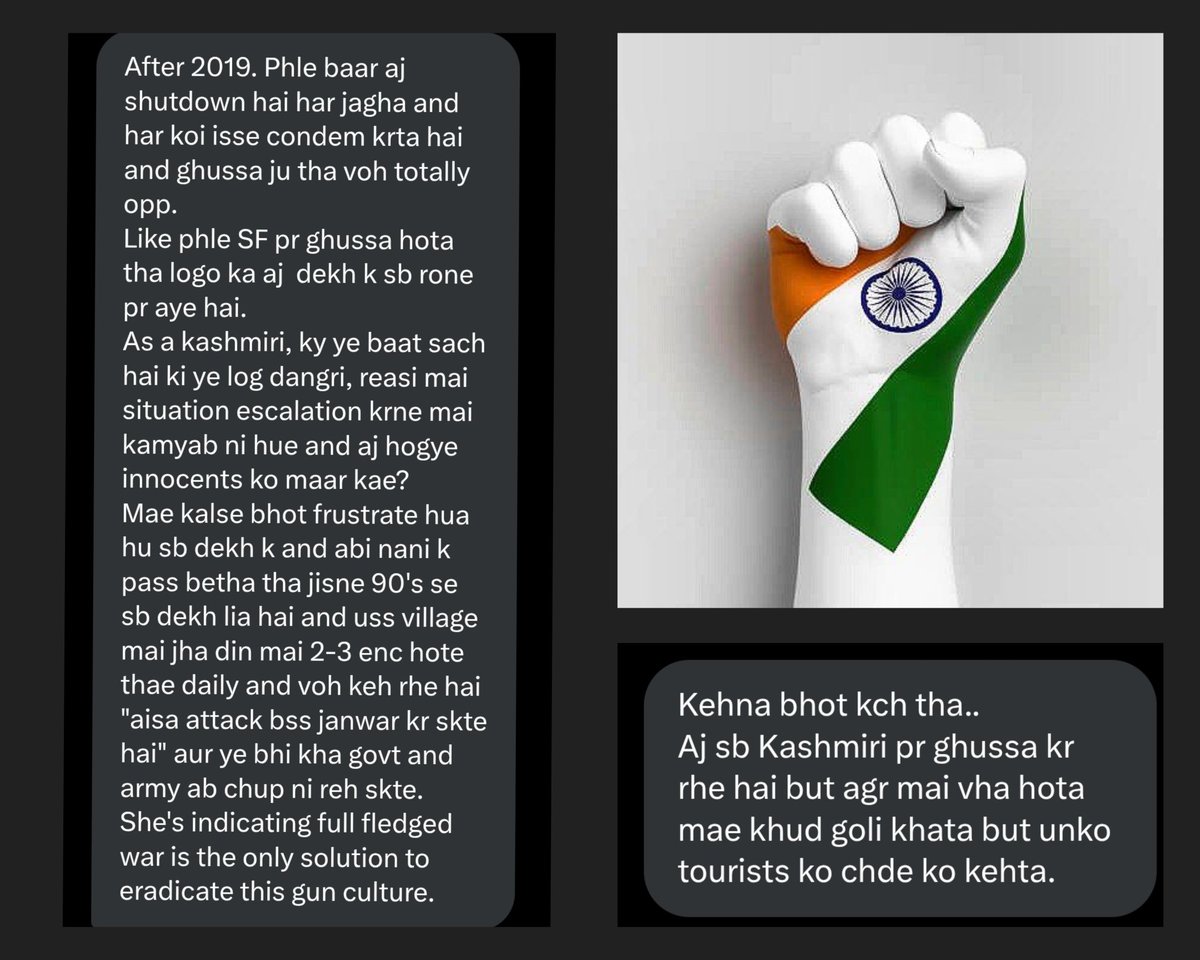 OsintTV's tweet photo. My dear Indian brothers & Sisters:

1.Don't get into the trap of hindu - muslim 
2. Avoid unverified fwds on SM 
3. Control your temper & stop reacting, because we have seen much worse than this incident in the past .
4. War - yes if inevitable .
5. Time for our security apparatus to revisit strategy 
6. Time for us to unite and stand together 

Received a heart wrenching message from a Kashmiri' brother

WE WILL FIGHT BACK.. Jai Hind 🇮🇳 

Thanks @major_madhan