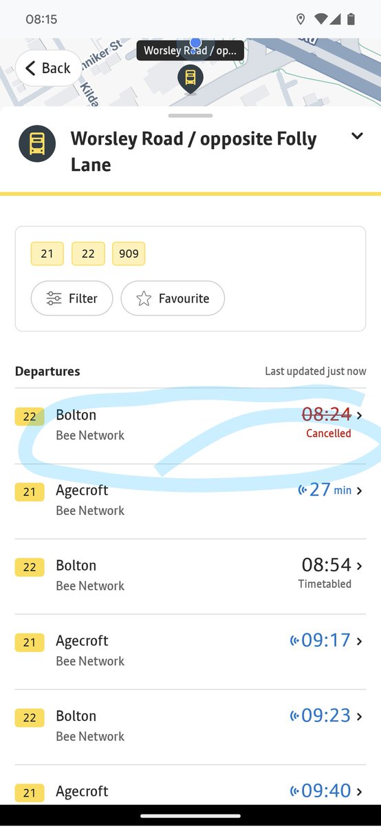 Blakesley75's tweet photo. @BeeNetwork please could you tell me why this bus was cancelled at such short notice? I am now going to be late for an appointment. https://t.co/bliR6gqXzr