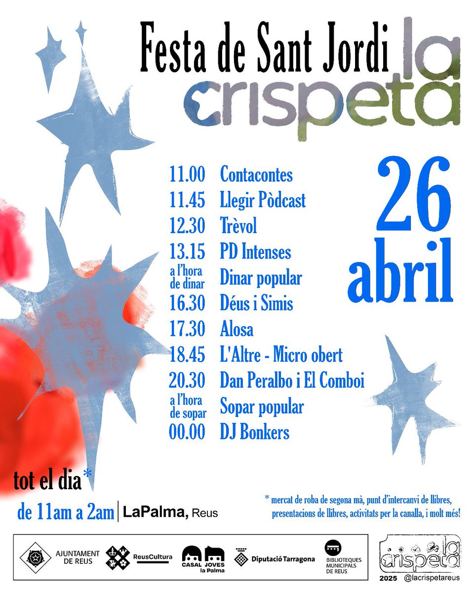 Aquest dissabte #TourLlegir a #Reus, vila de senyoria feudal d’origen medieval. Serem al lloc on volem ser. Veniu a menjar-vos les escorrialles de Sant Jordi!