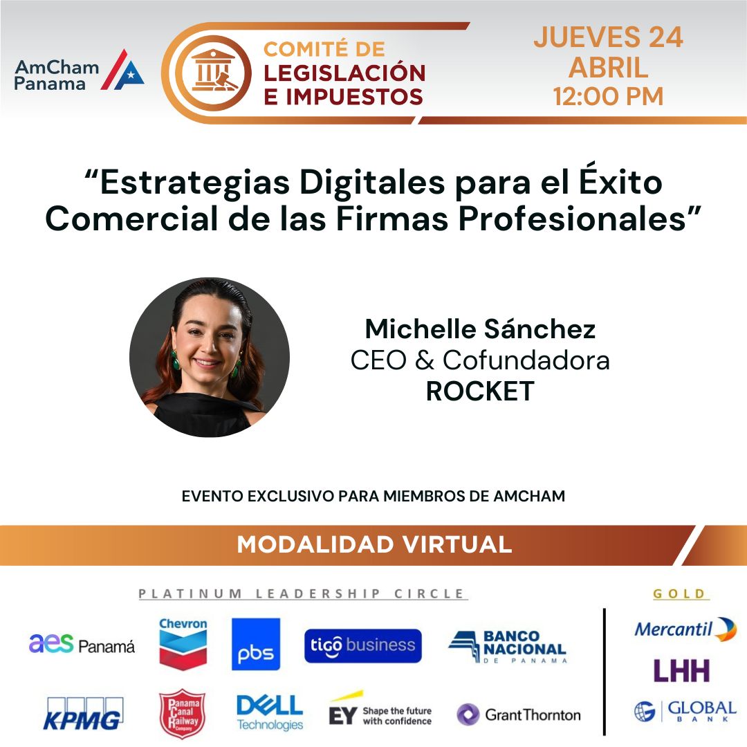 panamcham's tweet image. Estimados Miembros: 𝐌𝐚𝐧̃𝐚𝐧𝐚 - 𝐄𝐯𝐞𝐧𝐭𝐨 𝐯𝐢𝐫𝐭𝐮𝐚𝐥. Inscriba su participación bit.ly/3G8nPU0 o mediante la App AmCham, hasta hoy 23 de abril a las 4:00 p.m.
Recibirá el enlace 1 hora antes de empezar la reunión.
#AmChamPanama