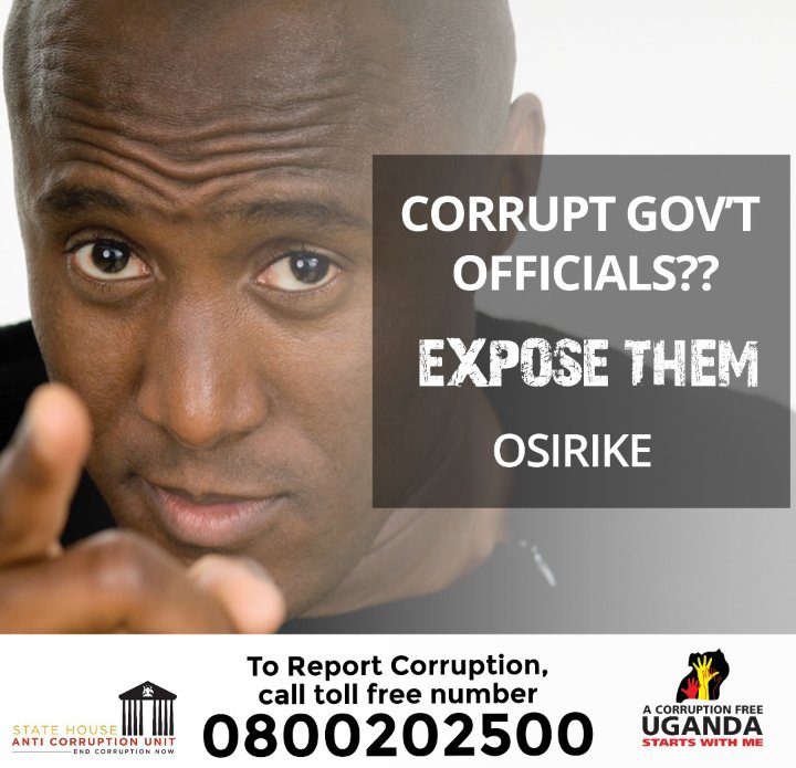 Having strong watchdog institutions in the country, can help keep impunity in check and bring down the foundation upon which systems of corruption are built on.
Let's utilize the available institutions such as <a href="/AntiGraft_SH/">Anti Corruption Unit - State House Uganda</a> to report and #ExposeTheCorrupt.

#CorruptionIsWinnable