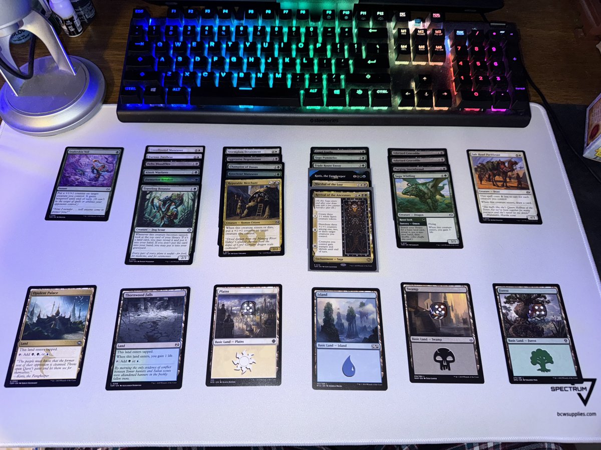 Declined_Penta's tweet photo. Bonus Monday night draft last night going 2-1 (ID R3) with Abzan splashing blue for Kotis. White felt super open and getting into the red zone helped facilitate wins. Assertive strategies are very powerful and I’ll be looking for them from now on. 

#MTG #TDM https://t.co/166LwiG23a