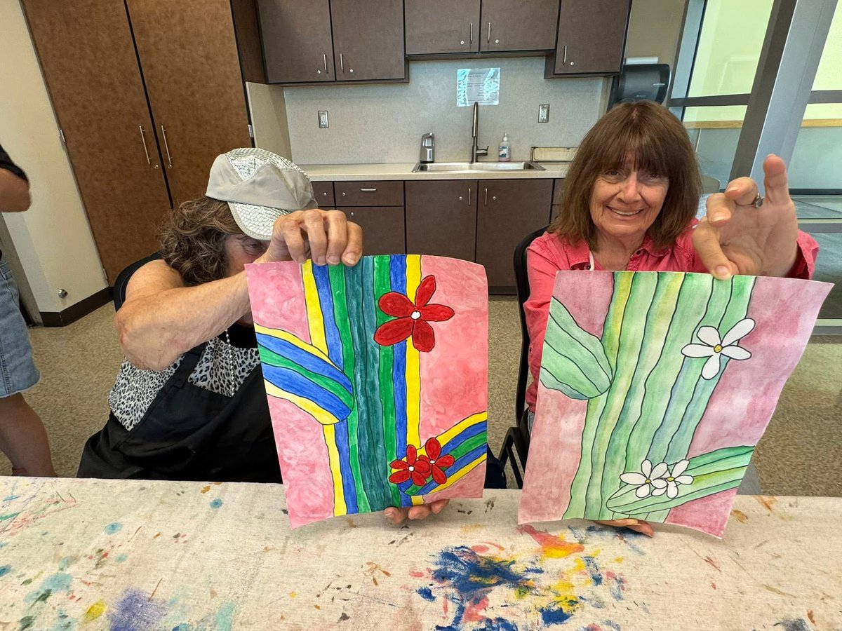 BeHeartsy's tweet photo. Today my Peoria seniors got FUNKYYYYYY with their first ever Crazy Cactus Watercolors!! We learned wet on dry, wet on wet, salt techniques, alcohol techniques and fun facts about the saguaro cactus!! 

How tall Is a ten year old saguaro? Any guesses? 

https://t.co/XvamSEwr4N https://t.co/oB9wFAin4u