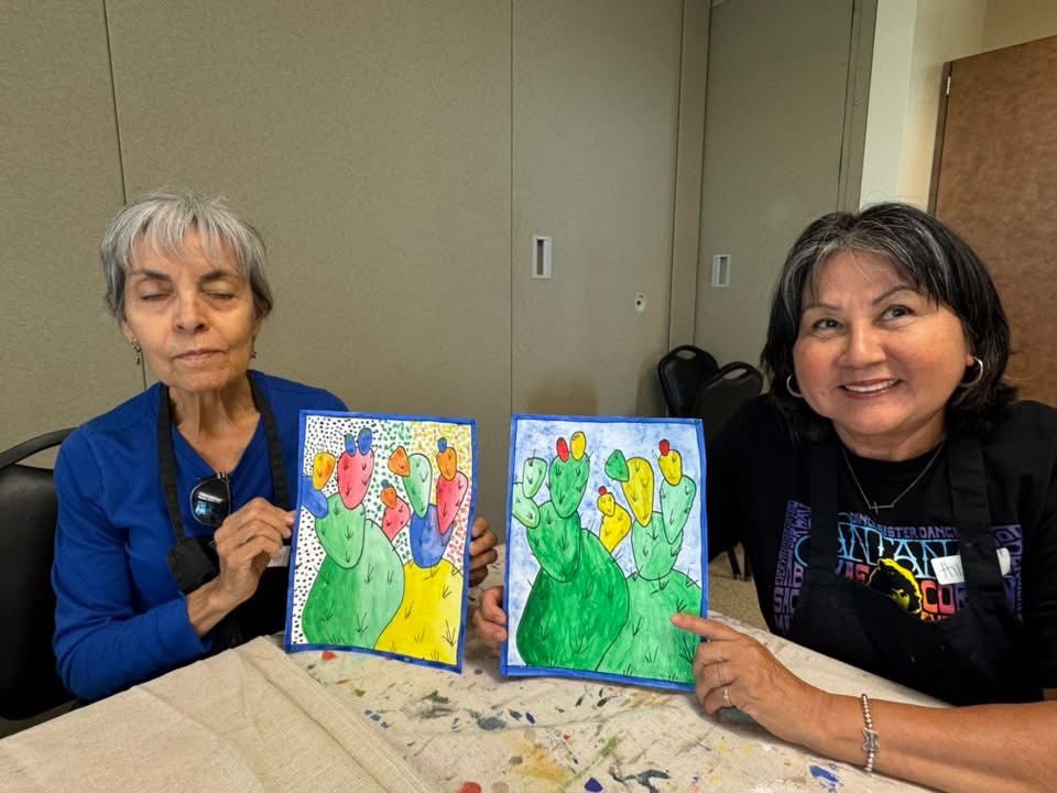BeHeartsy's tweet photo. Today my Peoria seniors got FUNKYYYYYY with their first ever Crazy Cactus Watercolors!! We learned wet on dry, wet on wet, salt techniques, alcohol techniques and fun facts about the saguaro cactus!! 

How tall Is a ten year old saguaro? Any guesses? 

https://t.co/XvamSEwr4N https://t.co/oB9wFAin4u