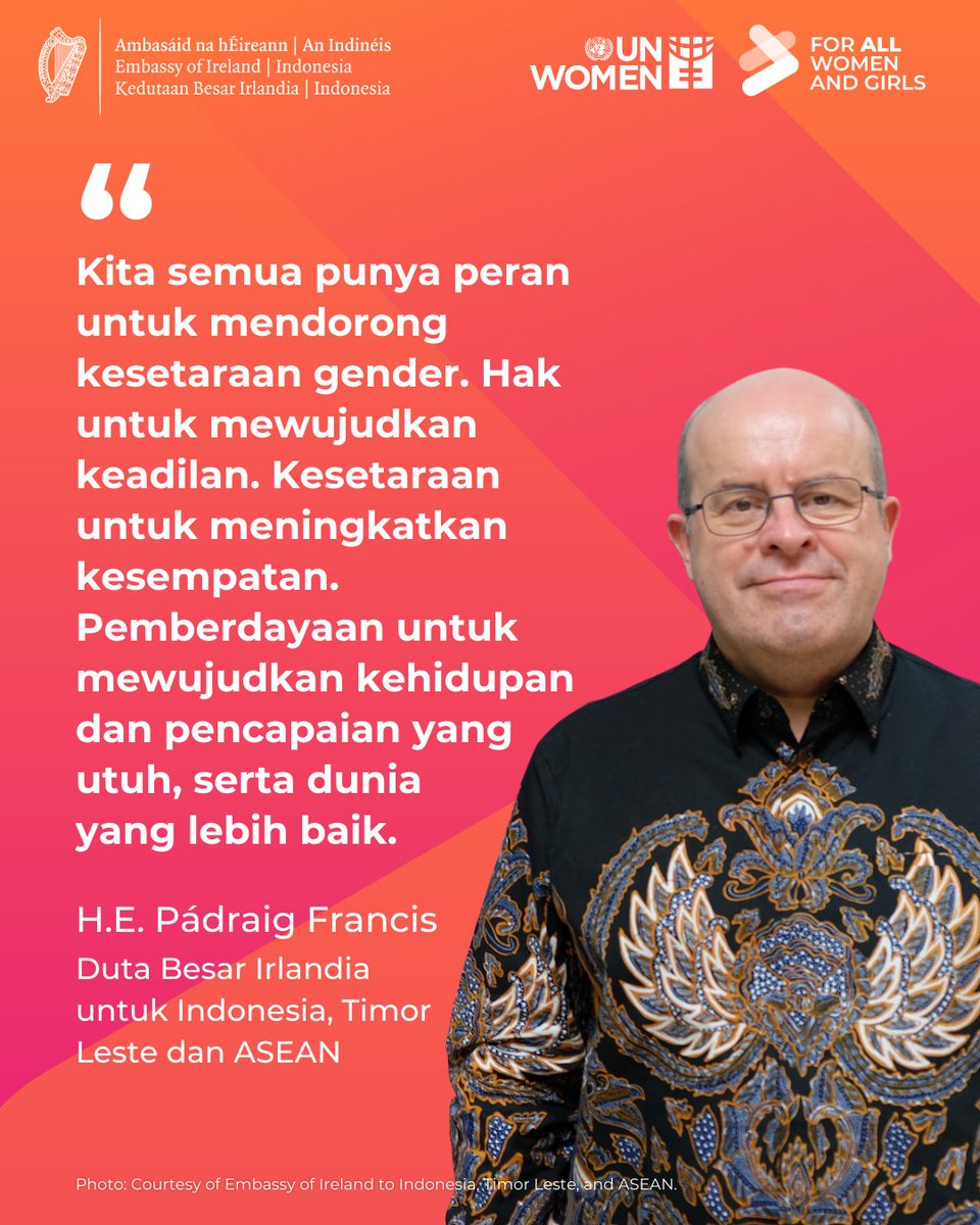 Semua orang memiliki peran dlm mencapai kesetaraan gender

Merayakan #HariKartini simak pesan Duta Besar <a href="/IrlEmbIndonesia/">Ireland in Indonesia</a> Pádraig Francis ttg pentingnya mendorong pemenuhan hak, pemberdayaan &amp; kesetaraan bagi perempuan &amp; anak perempuan sbg kunci dlm mewujudkan dunia yg lebih baik