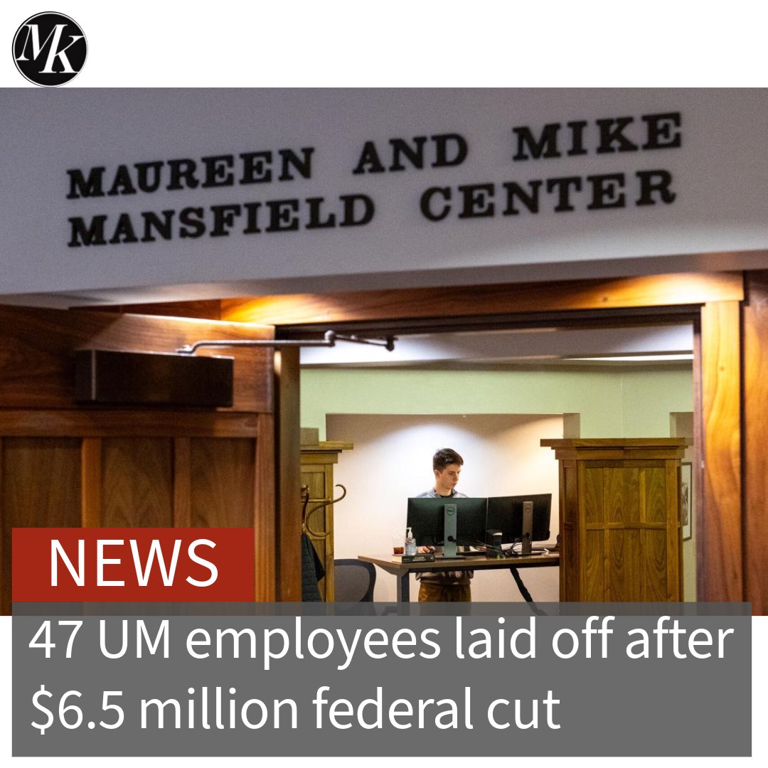 After a $6.5 million program funded by Congress was cut, 47 University of Montana employees were laid off. 

Story by Emily Messer 
Photo by Noah Epps 

#CongressFunding #MansfieldCuts #StudentNews

Read here: montanakaimin.com/news/47-um-emp…