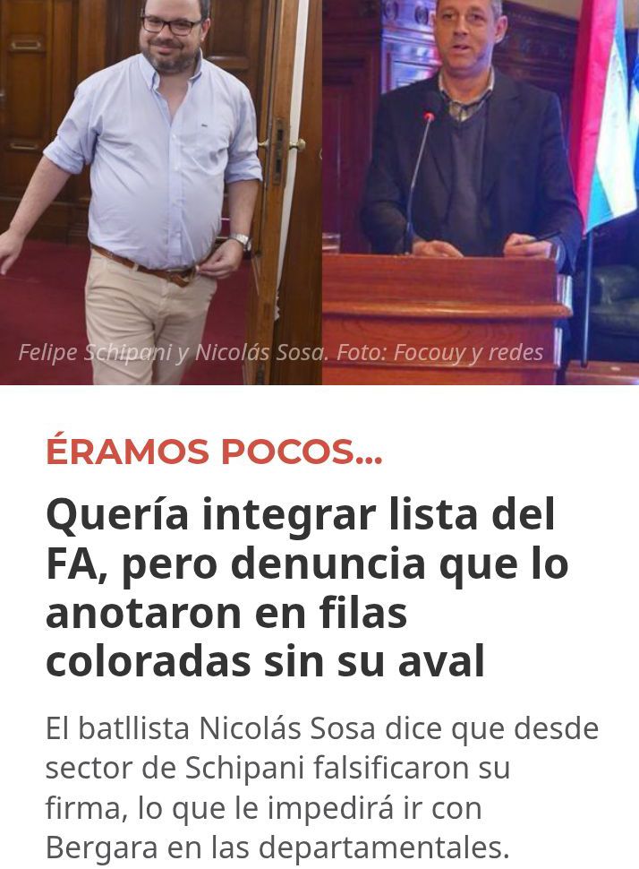 Colorado pillo, falsificó firma pero al ser diputado no lo puede citar fiscalía. Si a su asesor Sebastián Bonilla que curiosamente es funcionario de la corte electoral y controla las firmas.