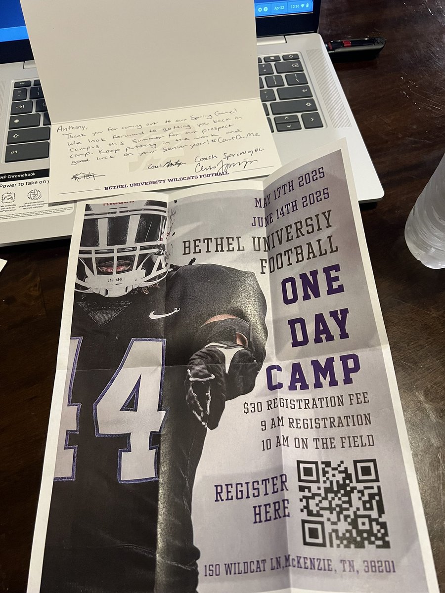 Anthony jones (@ajtogoated23) on Twitter photo I appreciate the mail from <a href="/Coach_Springer1/">Chris Springer</a> and the whole <a href="/BU_FootballTN/">Bethel University Football (TN)</a> . Will be back soon! I appreciate the mail from <a href="/Coach_Springer1/">Chris Springer</a> and the whole <a href="/BU_FootballTN/">Bethel University Football (TN)</a> . Will be back soon!