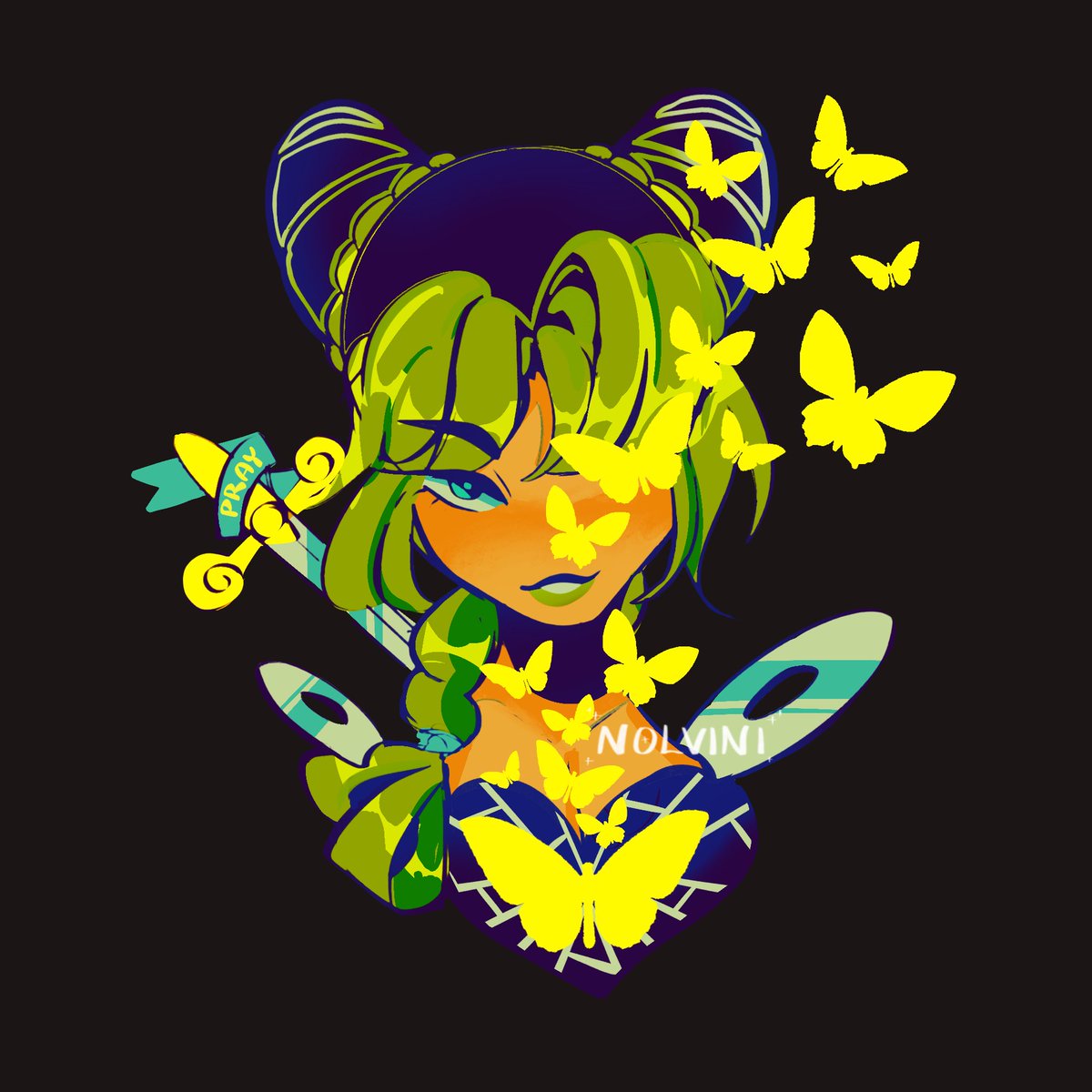 nolviniart's tweet photo. johnny, giorno, and jolyne gold foil pins done so far ✨ https://t.co/22MhzmxkP6