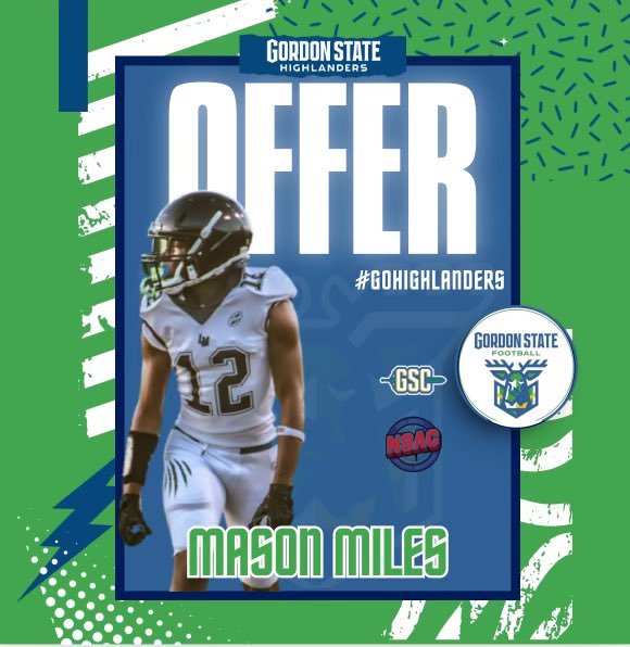 Mason Miles (@12ishimmm) on Twitter photo #AGTG Blessed to receive my 6th offer from Gordon State
<a href="/QuisenberryOmar/">Omar ( Coach Quiz) Quisenberry</a> <a href="/coachmcleod/">@CoachMcLeod</a> <a href="/Gscfootball1/">Gordon State College Football</a> <a href="/coachgavin_gsc/">Coach Gavin</a> #AGTG Blessed to receive my 6th offer from Gordon State
<a href="/QuisenberryOmar/">Omar ( Coach Quiz) Quisenberry</a> <a href="/coachmcleod/">@CoachMcLeod</a> <a href="/Gscfootball1/">Gordon State College Football</a> <a href="/coachgavin_gsc/">Coach Gavin</a>