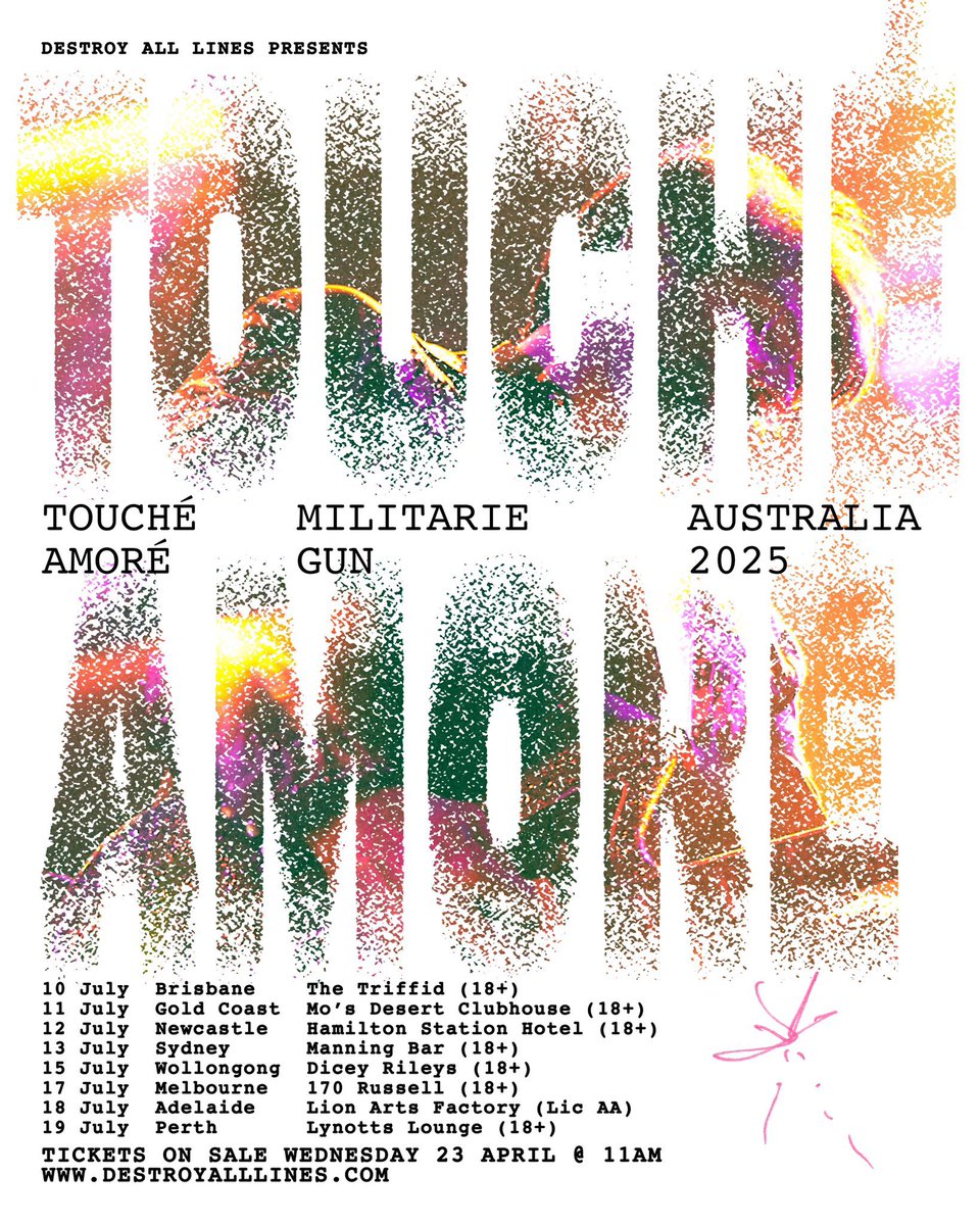 Touché Amoré (@toucheamore) on Twitter photo Tickets for our 2025 Australian Tour with <a href="/militariegun/">militarie gun</a> are on sale now at ToucheAmore.com Tickets for our 2025 Australian Tour with <a href="/militariegun/">militarie gun</a> are on sale now at ToucheAmore.com