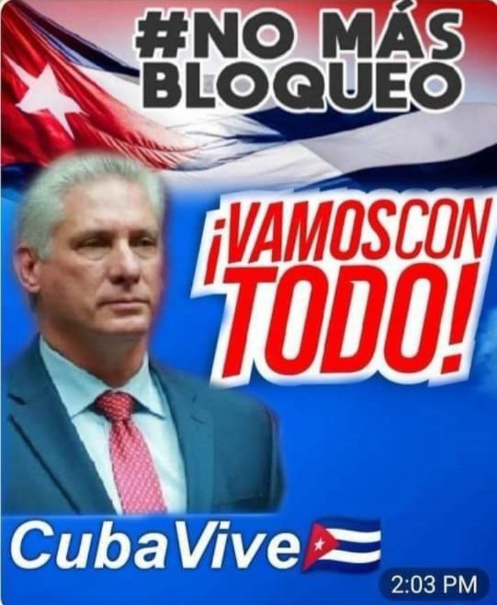Cuba permanecerá siempre de pie y combatiendo, NUNCA DE RODILLAS.
#NoMasBloqueo