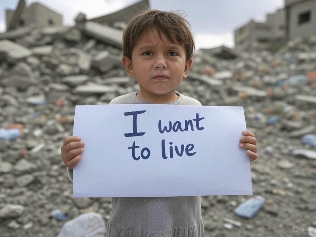 fayedfa's tweet photo. A child’s cry echoes through Gaza’s ruins: “I WANT TO LIVE.” 💔 Amidst the rubble of what was once a home, a school, a dream—37 million tons of debris bury hope. Yet, this child stands, a voice for 2 million souls. Will the world hear? Will you? 🇵🇸 #GazaSpeaks #HearTheirCry https://t.co/vX5vs5DT7a