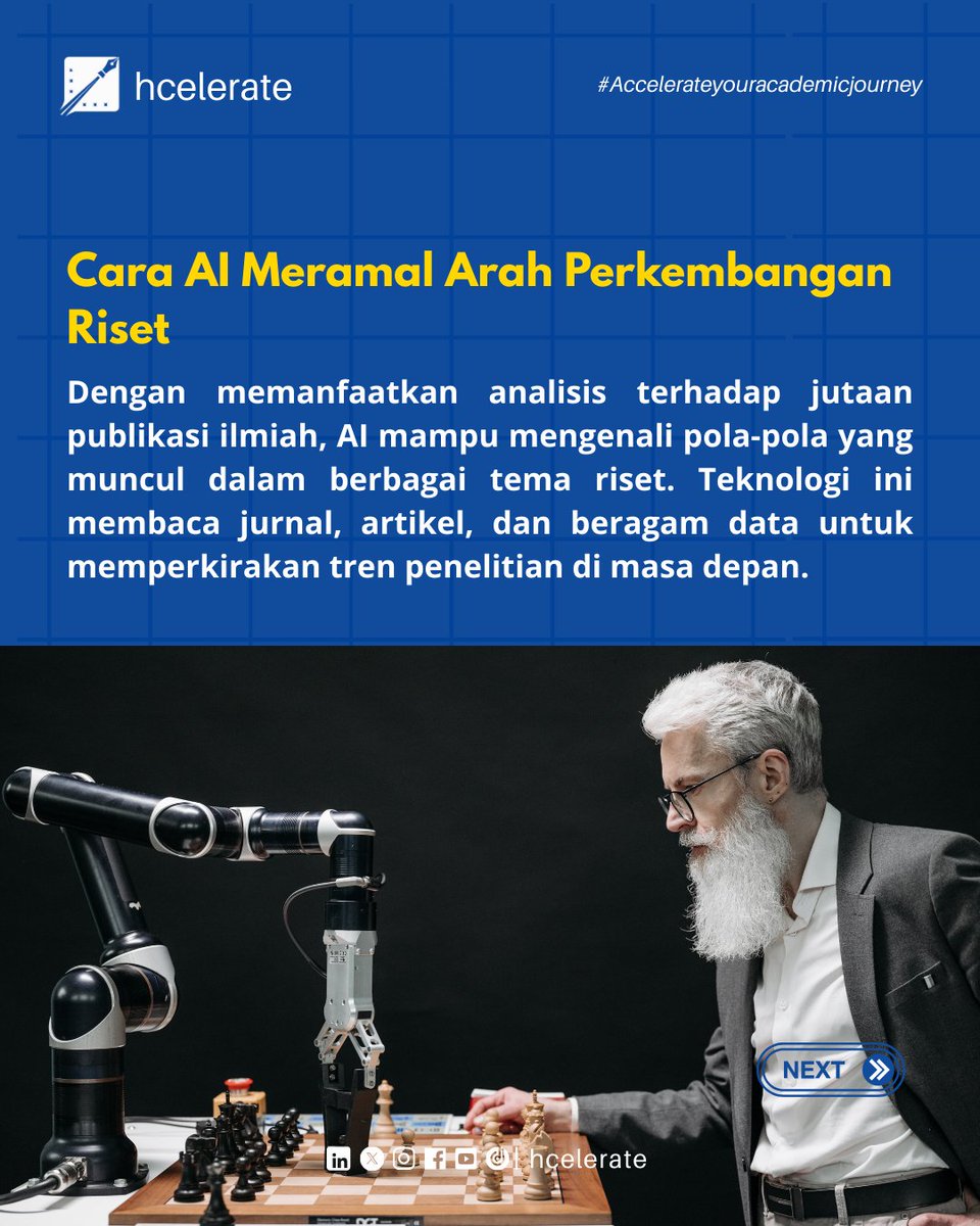 Hcelerate_id's tweet photo. 📚 AI Bukan Cuma Buat Robot!
Ternyata, teknologi AI juga bisa bantu kamu ngulik tren riset masa depan 🔍

#hcelerate #penelitian #AI #Akademisi #kelasAI #jurnal #konsultasi #ToolsAI https://t.co/eP9UWQhwga