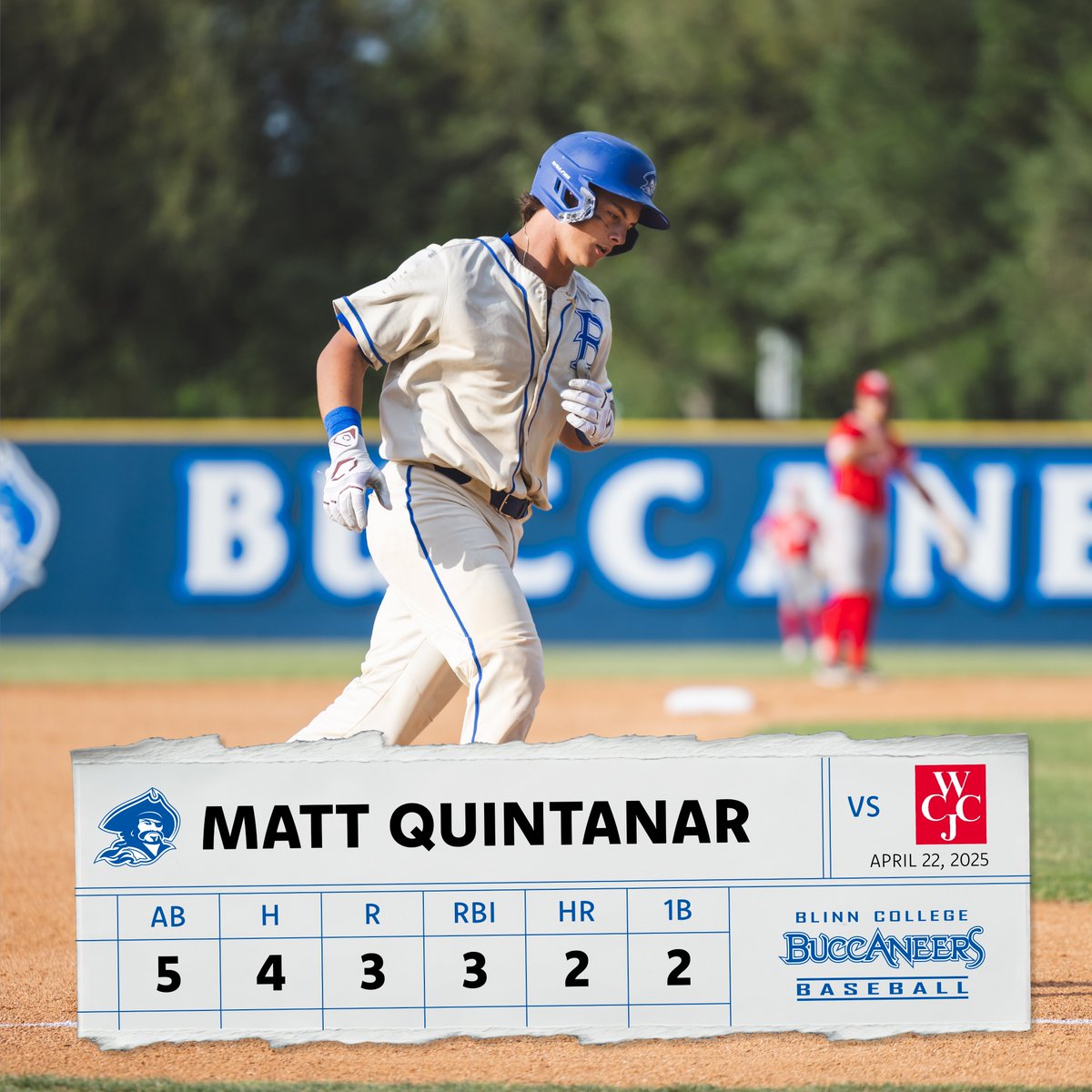 Buccaneer Sports (@blinnathletics) on Twitter photo A big game for sophomore catcher Matt Quintanar tonight as the fourth-ranked Buccaneers defeated Wharton County, 9-6! A big game for sophomore catcher Matt Quintanar tonight as the fourth-ranked Buccaneers defeated Wharton County, 9-6!