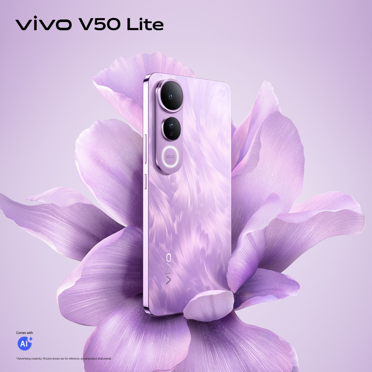 vivoThailand's tweet photo. ท้าให้หลงใหล กับสมาร์ตโฟนรุ่นใหม่! vivo V50 Lite สีม่วง Fantasy Purple 💜  แรงบันดาลใจจากท้องฟ้ายามพลบค่ำ สะท้อนความงดงามอย่างนุ่มนวล ✨

เปิดจองแล้ววันนี้! รับเครื่องก่อนใคร พร้อมรับสิทธิพิเศษถึง 3 ต่อ✨
ต่อที่ 1️⃣ หูฟังไร้สาย vivo Buds (มูลค่า 1,799.-)
ต่อที่ 2️⃣ กระเป๋า V.Friends Tote (มูลค่า 799.-)
ต่อที่ 3️⃣ vivo Care ประกันตัวเครื่อง 2 ปี, ประกันหน้าจอแตก 2 ปี (เปลี่ยนฟรี 1 ครั้ง) และประกันแบตเตอรี่ 5 ปี (หากสุขภาพแบตเตอรี่ต่ำกว่า 80% เปลี่ยนแบตเตอรี่ฟรี 1 ครั้ง) (มูลค่า 7,999.-)

🌟V50 Lite ความจุ 8GB + 256GB ราคา 9,999.-
🌟V50 Lite ความจุ 12GB + 512GB ราคา 12,999.-

🗓️โปรโมชั่นตั้งแต่วันที่ 22 - 25 เม.ย. 68 และสำหรับลูกค้าที่รับเครื่องภายในวันที่ 27 เม.ย. 68 เท่านั้น

#vivoV50Lite #แบตอึดจนขอท้า #BlueVoltBatterySoPro