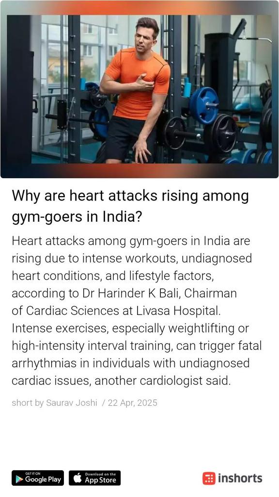 digitalmyclass's tweet photo. Do you know? 
Why are heart attacks rising among GYM goers in India? 

https://t.co/8lEz25yCKo https://t.co/4PB0Twcd0I