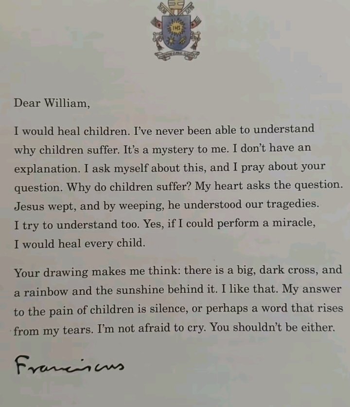 tradlamb's tweet image. pope francis answers to a child what would be the one miracle he would do if given the chance.