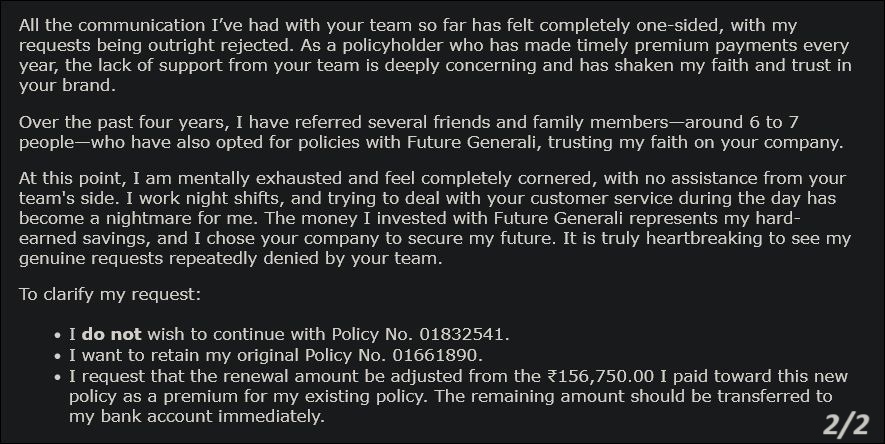 KumarSande82450's tweet photo. @Future_Generali Their support team is simply denying my request repeatedly!!#ScamAlert@Future_Generali@FGLifeInd https://t.co/AVgmRtkdzg