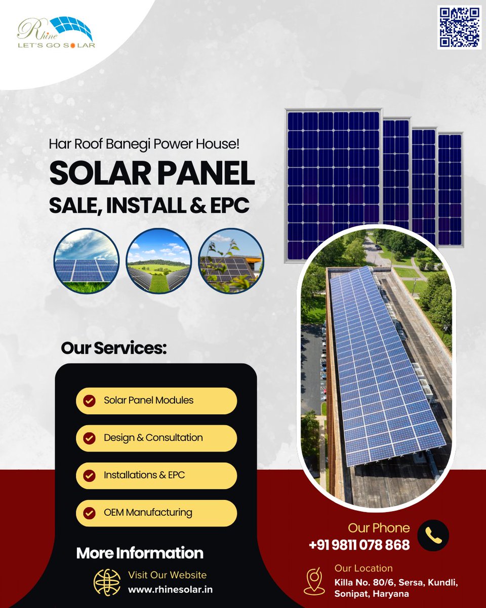 Rhinesolar's tweet image. Har Roof Banegi Power House! 🏡
Here’s Why We’re Your Solar Partner:
🔋 100% Natural Energy Supply
💸 Light ka bill ho 60–70% kam
👷♂️ Trained Team, Flawless Execution
☀️ +919811078868
☀️ bit.ly/m/rhinesolar
#SolarRooftop #SmartPowerSolutions