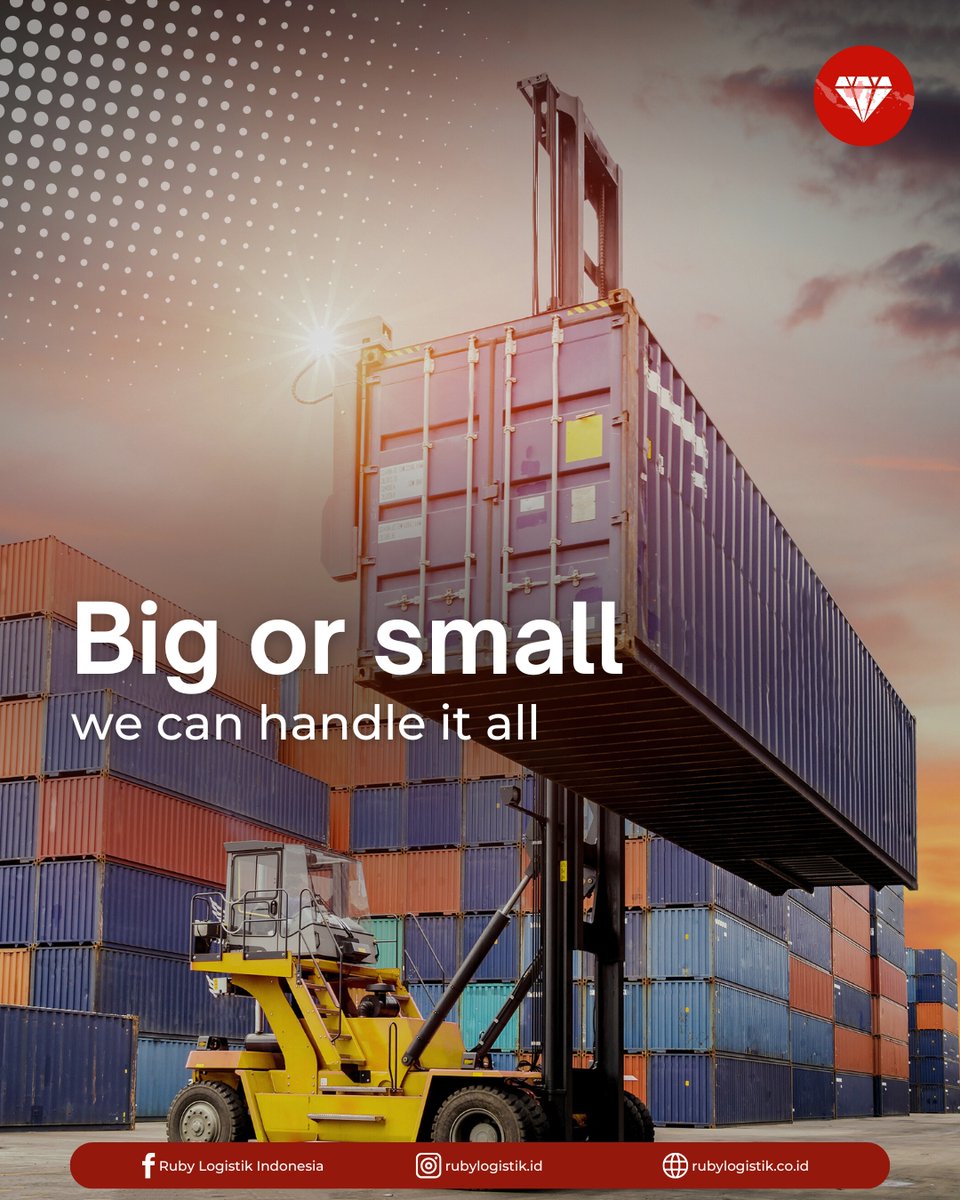 Rubylogistik's tweet image. Whatever your needs, we&apos;re ready. Big or small, we can handle it all 💪📦
#rubylogistik #rubylogistikindonesia #rubygroup #morethanlogisticswearethesolution