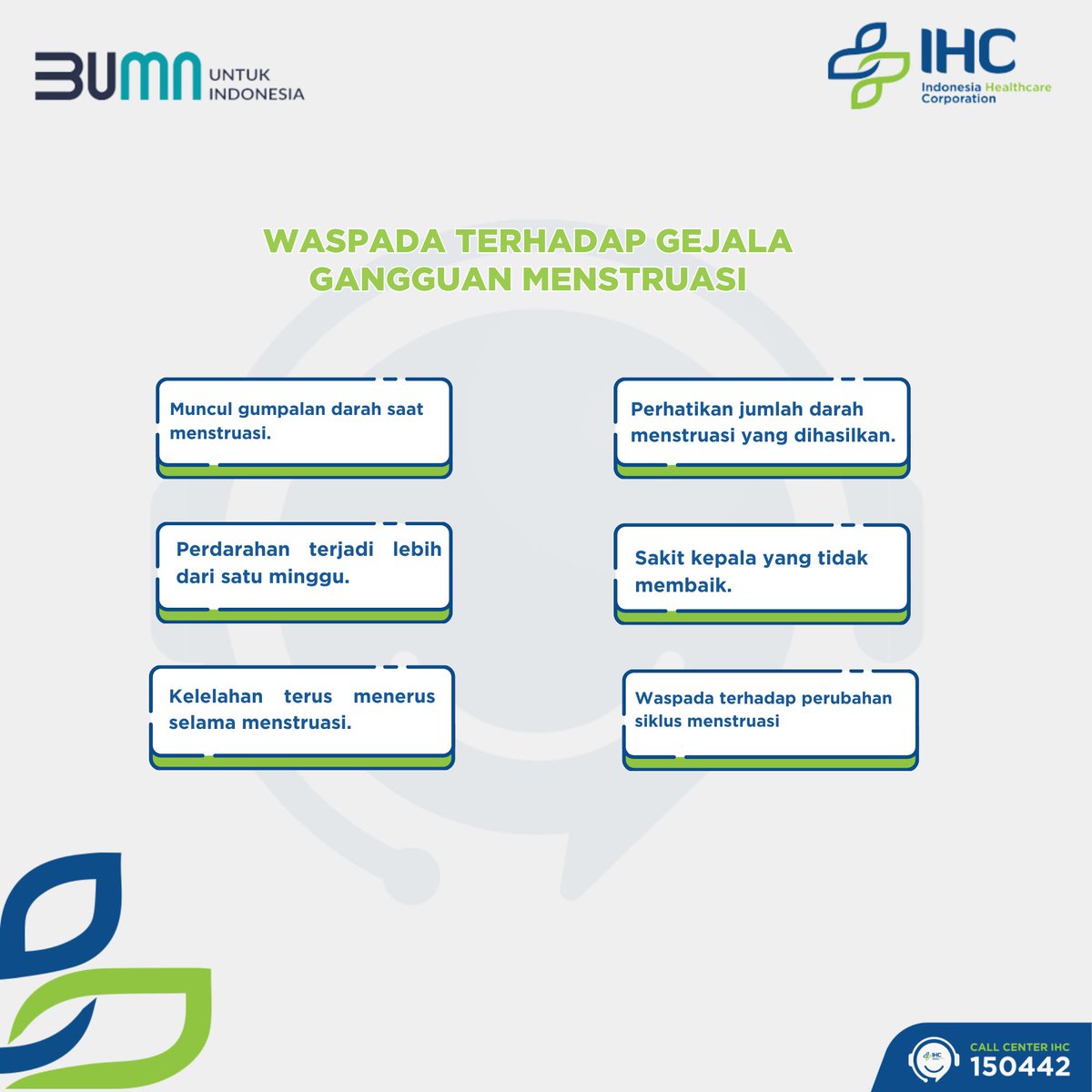 callcenterihc's tweet photo. Durasi normal untuk haid antara 7-14 hari dengan siklus normal 28-35 hari. Faktor penyebab gangguan haid dapat beragam, mulai dari psikis (stres), gangguan hormon, kehamilan, berat badan yang turun atau naik drastis, penyakit yang menyertai, seperti (PCOS), dan lain-lain. https://t.co/Bfi0zPhuWV