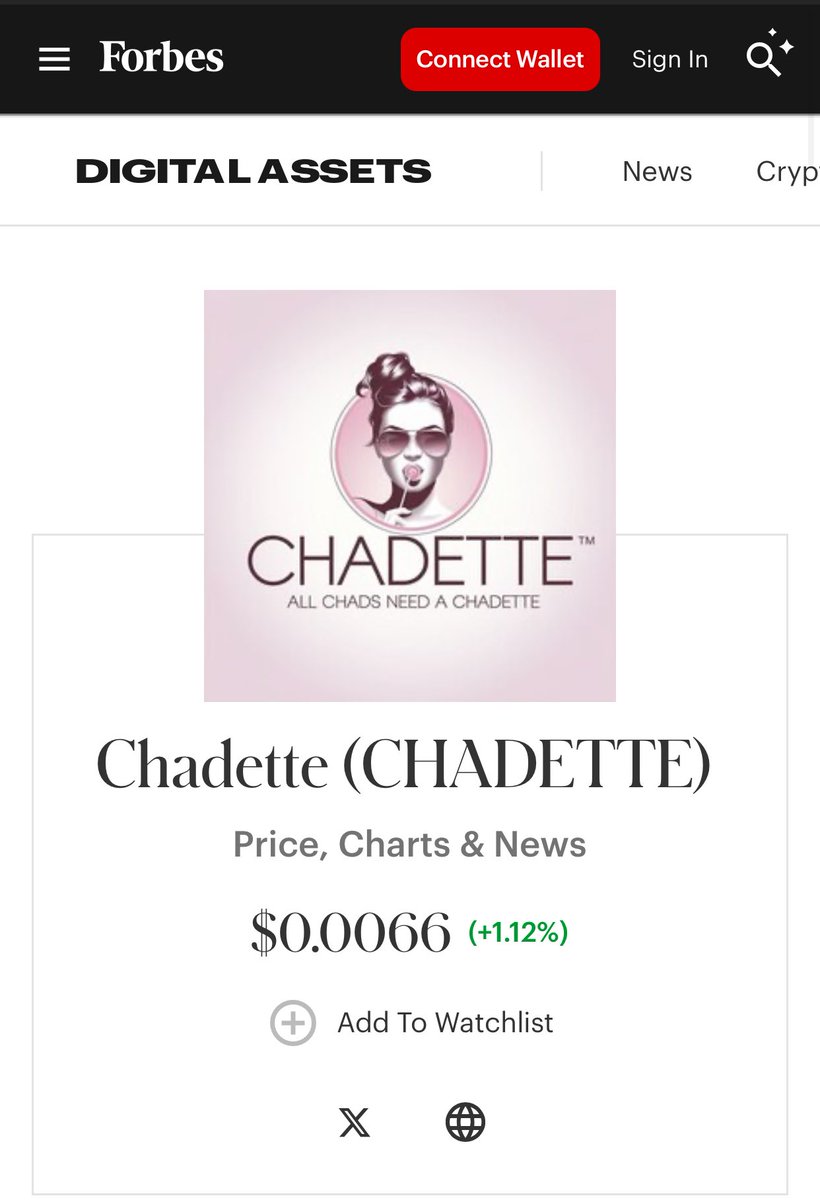 mmgin9's tweet image. Chadette on Forbes.

From underground meme to $1B vision this isn’t luck, it’s conviction.
Built different. Moved with purpose.
Community-led. Culture-backed.
HODL-coded.

The world’s finally catching on. We’ve been here.
@ChadetteSol #Chadette #ForbesFeature #HODL  @ForbesCrypto