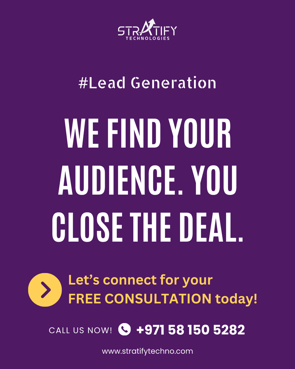 stratifytechno's tweet photo. Want more qualified leads without wasting time and budget?
With Stratify Technologies handling the targeting, your sales team can focus entirely on closing.

📅 Book a free strategy call today.
Let’s grow smarter.
#StratifyTechnologies #MarketingThatDelivers #CloseWithConfidence https://t.co/gJ9HwRsHqG