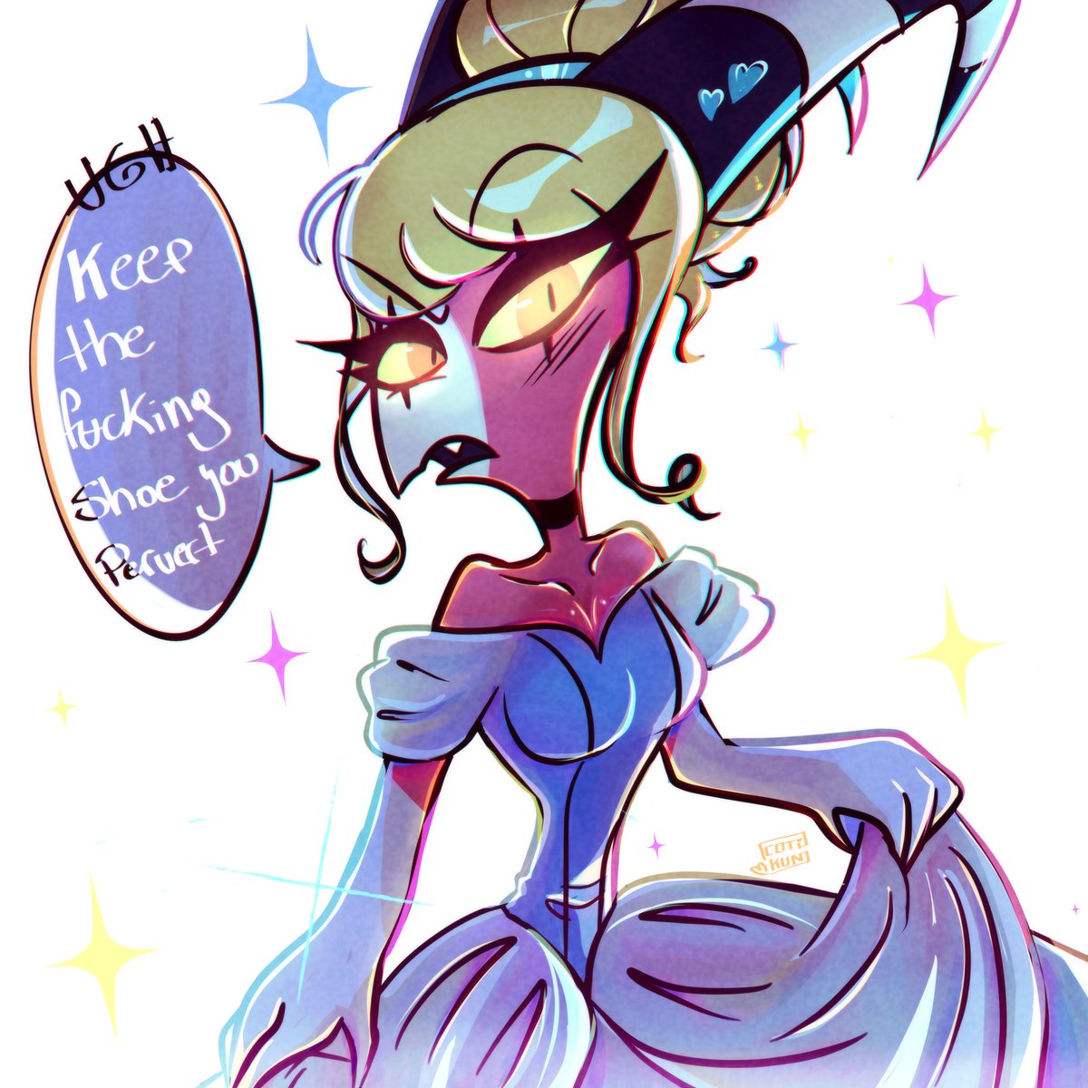 Cotikun's tweet image. Not sure if I understood the assignment xD
@FemBlitzWeek 
Day 2: Movie Parody 
My Cinderella queeeen!!!!1 
#FemBlitzWeek #HelluvaBoss