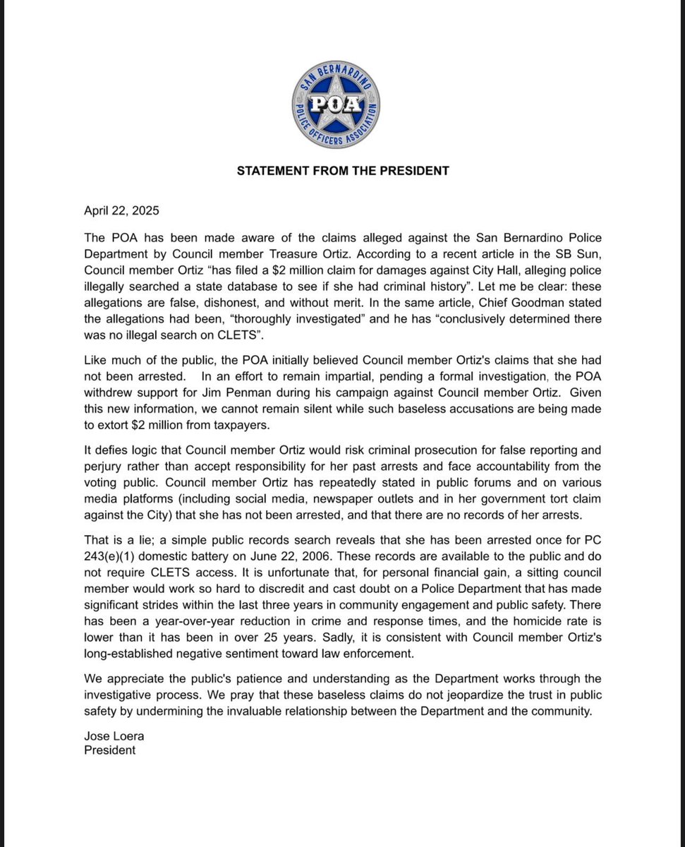 San Bernardino PD tweet media