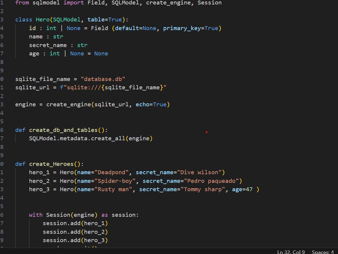 Yazzvalid's tweet image. Working with databases using SQLModel these past few weeks. Knew nothing about databases before that’s progress slow but steady! #SQLModel #python