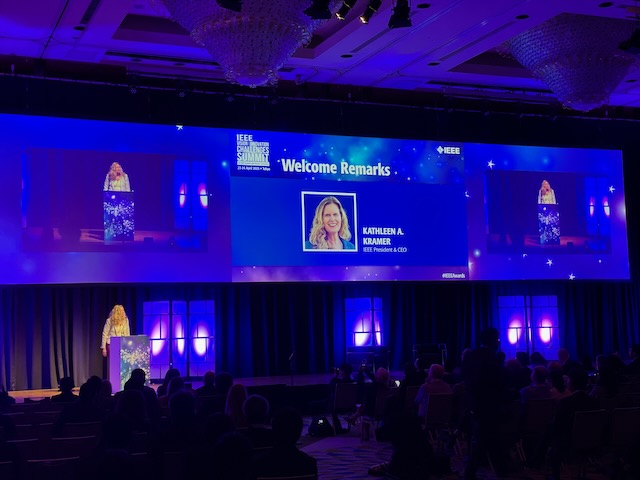 IEEEAwards's tweet image. The 2025 #IEEEVICSummit &amp;amp; #Honors Ceremony is getting underway, with welcome remarks from @IEEEorg President and CEO, Kathleen A. Kramer and emcee Miho Noguchi. Don't forget that this event is being #livestreamed on @IEEEtv: ieeetv.ieee.org/live_event/VIC…