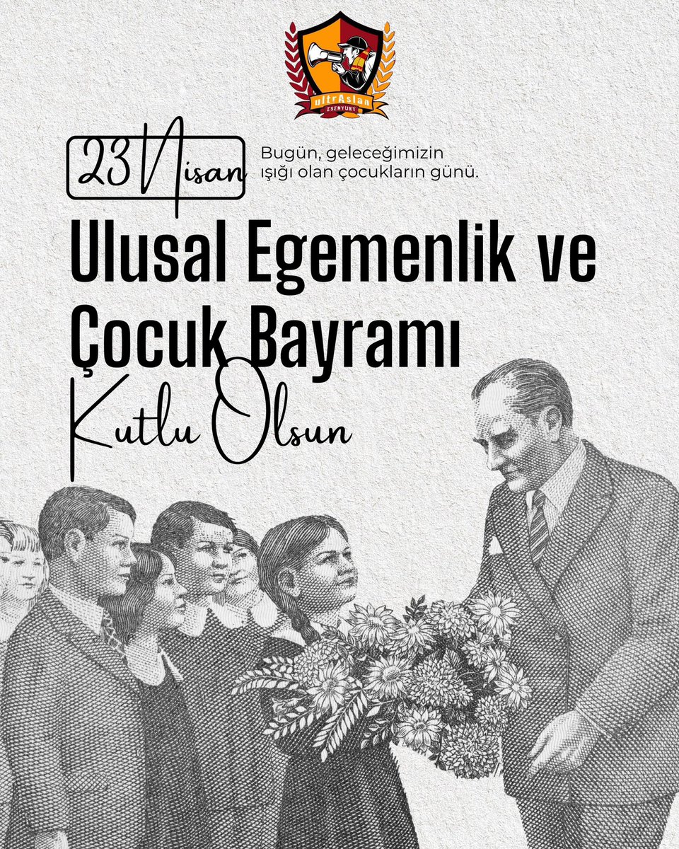 🇹🇷 ULUSAL EGEMENLİĞİMİZİN TEMİNATI
TÜRKİYE BÜYÜK MİLLET MECLİSİMİZİN AÇILIŞININ 105. YILI VE ULU ÖNDER ATATÜRK'ÜN GELECEĞİMİZİN TEMİNATI ÇOCUKLARIMIZA ARMAĞAN ETTİĞİ 23 NİSAN ULUSAL EGEMENLİK VE ÇOCUK BAYRAMI KUTLU OLSUN!

#ultrAslanEsenyurt