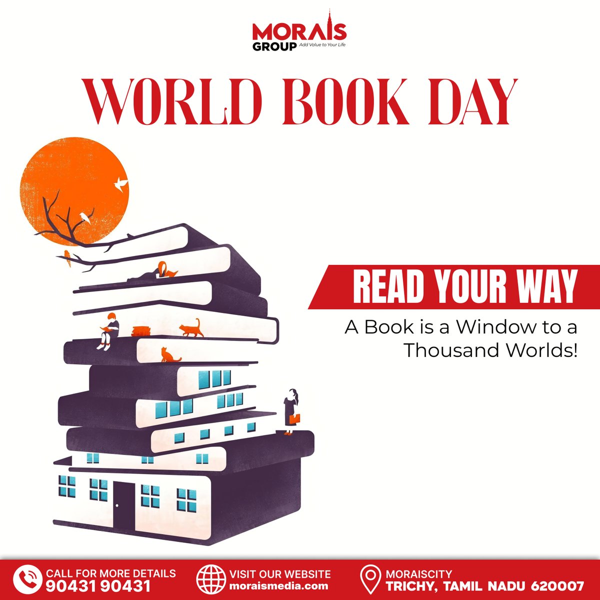 morais_media's tweet photo. 📚 Read Your Way, Explore Endless Possibilities! 🌍✨
Books open doors to new worlds, ideas &amp; adventures—you choose the journey! 🚪📖

This #WorldBookDay, read your way and let your imagination soar! 🌈💭

What’s your next great read? 🤔📘

#ReadMore #BookLovers #Storytime https://t.co/rF09eamzLl