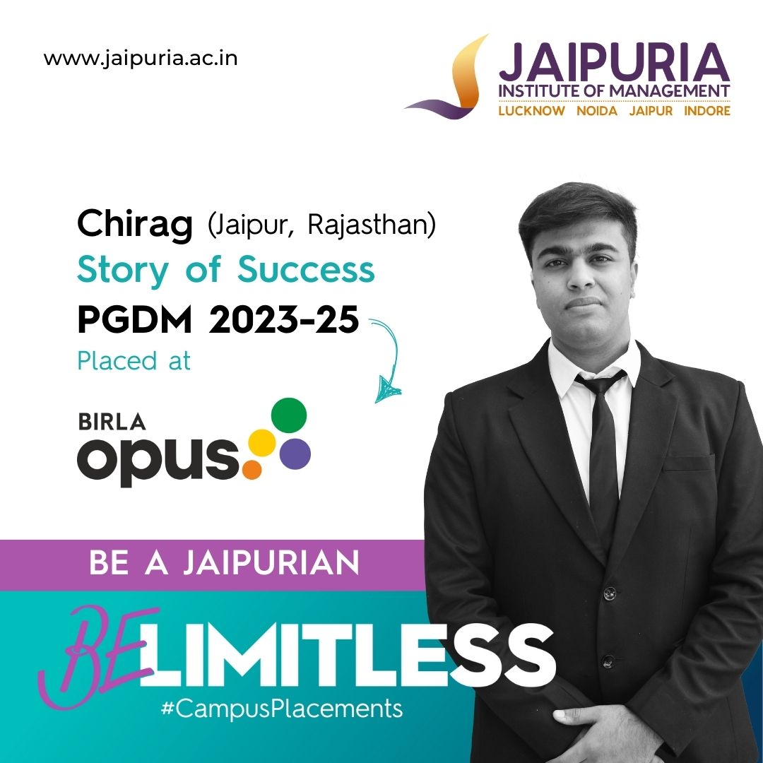 Chirag’s next chapter begins at Birla Opus! 🎯
From Jaipuria’s PGDM 2023–25 to the corporate world—he’s truly #BeLimitless
Apply now 👉 jaipuria.ac.in

#CampusPlacements #SuccessStory #JaipuriaToCorporate #BirlaOpus