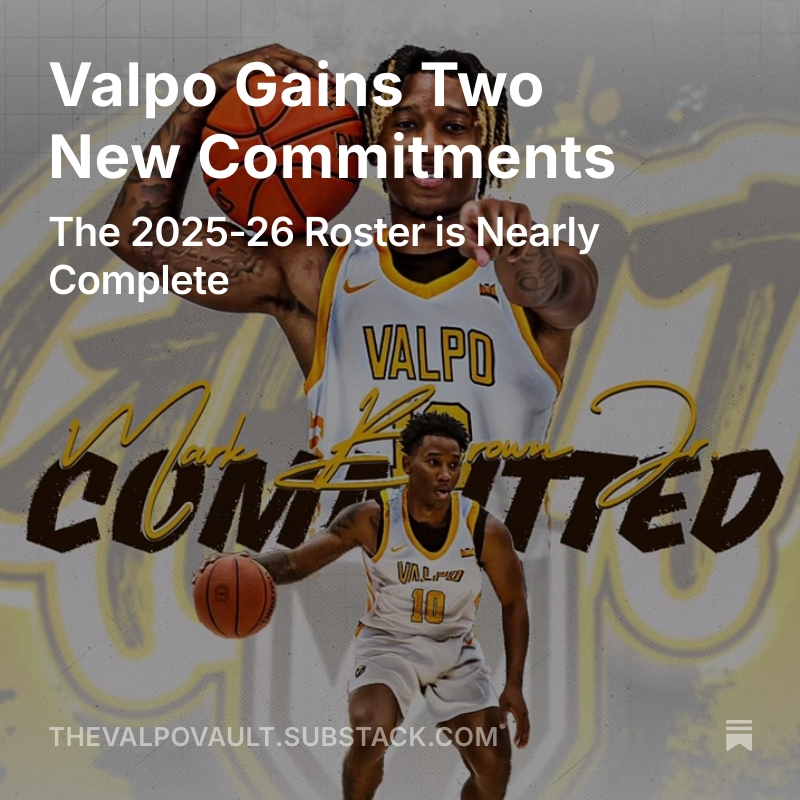 New Valpo Vault Article!
<a href="/markbro93634077/">Mark Brown</a> and <a href="/kobewalker34/">Kobe Walker</a> both commit to <a href="/ValpoBasketball/">Valpo Basketball</a> 
Read it here: tinyurl.com/5e675nfd
#BeaconUp #GoValpo