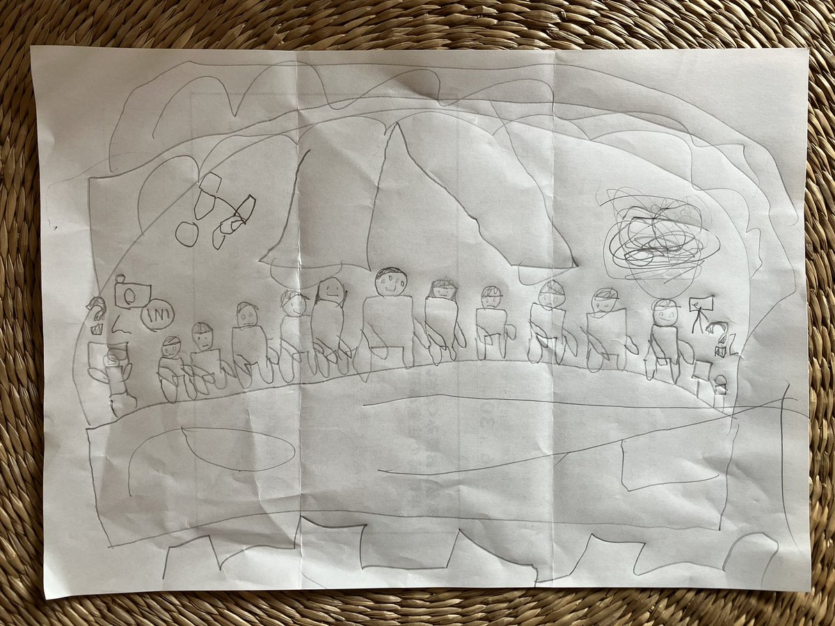hitomito51's tweet photo. 娘が描いたINI(ライブ中だって)
なんか人数多くない？と思ったけど、ちゃんと11人居た。カメラマンさんも描いてた。
真ん中は柾哉。汗かいてるって。
娘が描いたINI、可愛いな笑 https://t.co/fUnSd1wQpu