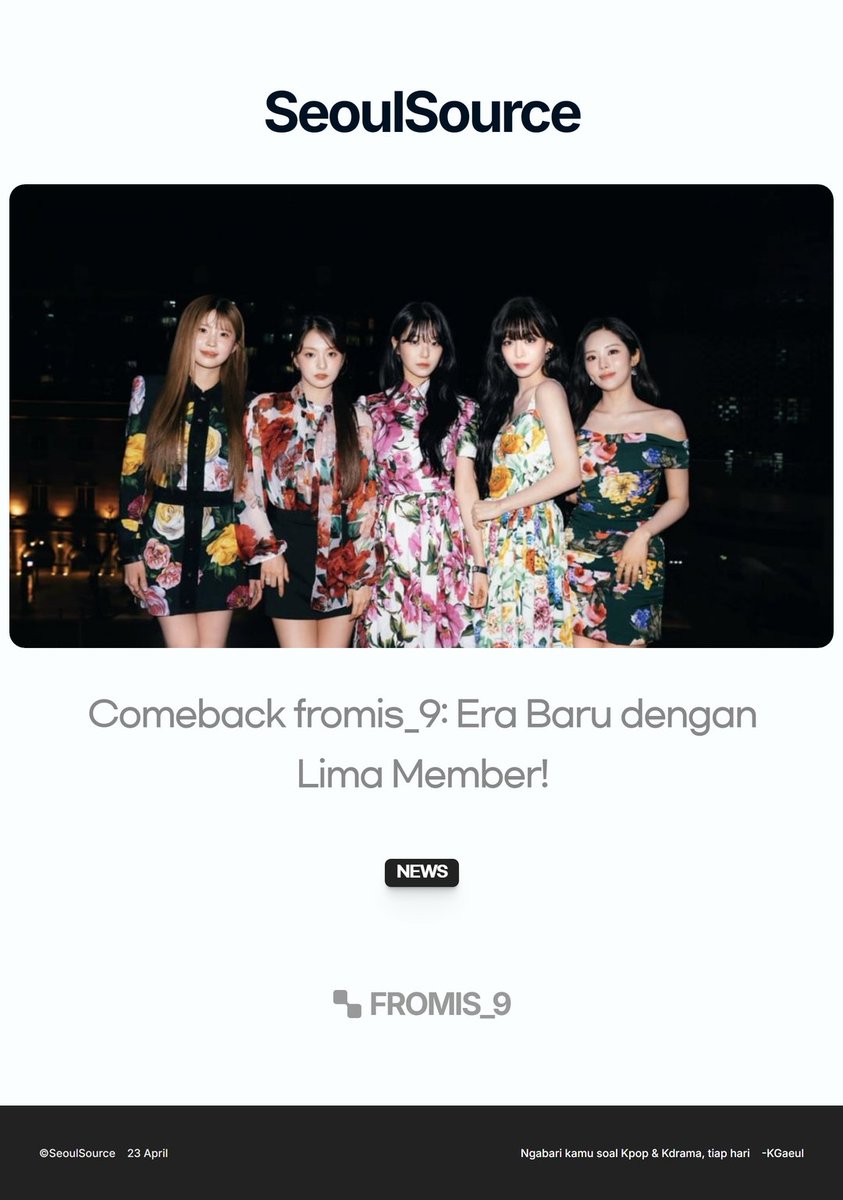 kpopdankdramaid's tweet photo. fromis_9 Siap untuk Era Baru dengan 5 Anggota di Bawah Naungan Ascend, Comeback di Bulan Juni! #fromis_9 #Ascend #ComebackJuni #EraBaru
Selengkapnya https://t.co/482GXTsxhi
-K.Gaeul https://t.co/fKIXaG7XUY