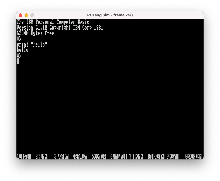 nand2mario's tweet photo. Hello from BASIC. Porting the 1st computer core to #tangcore. Just got the 8088, BIOS, keyboard and CGA to work. 🥳 https://t.co/bAYHkgfNom