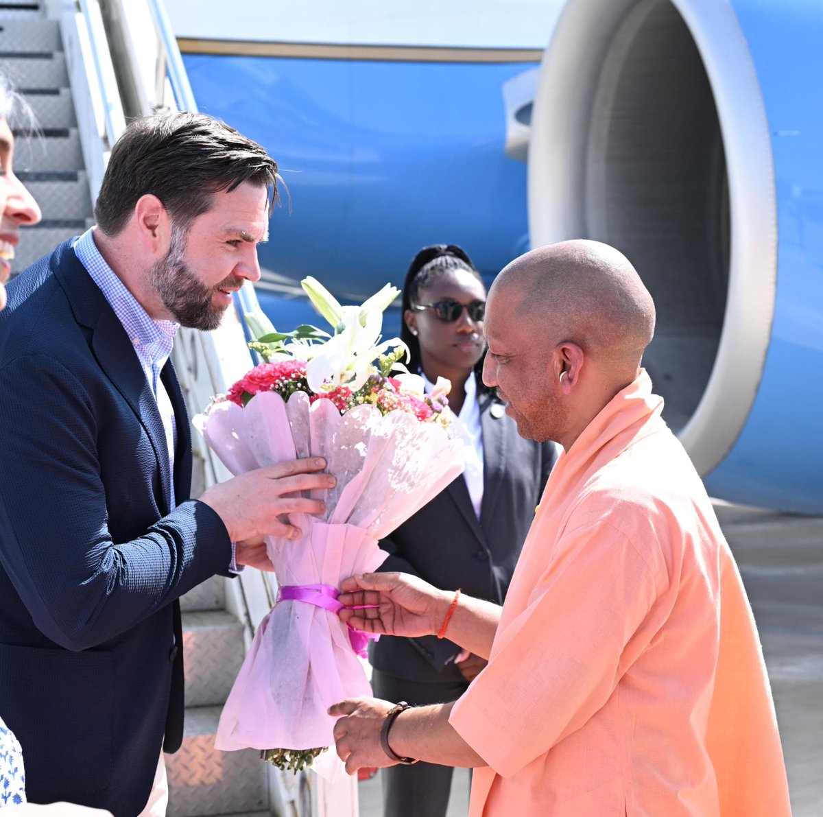 myogiadityanath's tweet photo. A warm welcome to Hon'ble US @VP Mr. @JDVance, and his family to Uttar Pradesh, the sacred heartland of India, renowned for its timeless devotion, vibrant culture, and spiritual legacy. https://t.co/JDJPRB7C7M