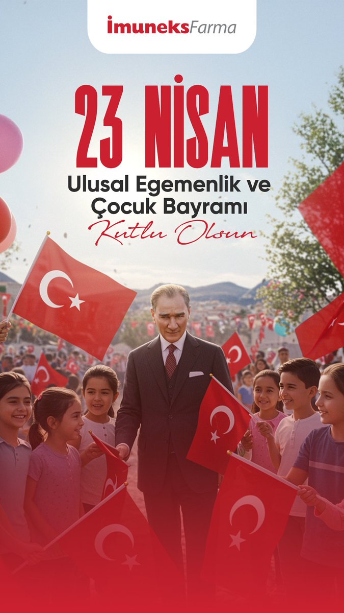 23 Nisan Ulusal Egemenlik ve Çocuk Bayramı’nı coşkuyla kutluyor, geleceğimizin teminatı olan tüm çocuklara sağlık, mutluluk ve umut dolu bir dünya diliyoruz.🇹🇷 #23NisanKutluOlsun #ImuneksFarma