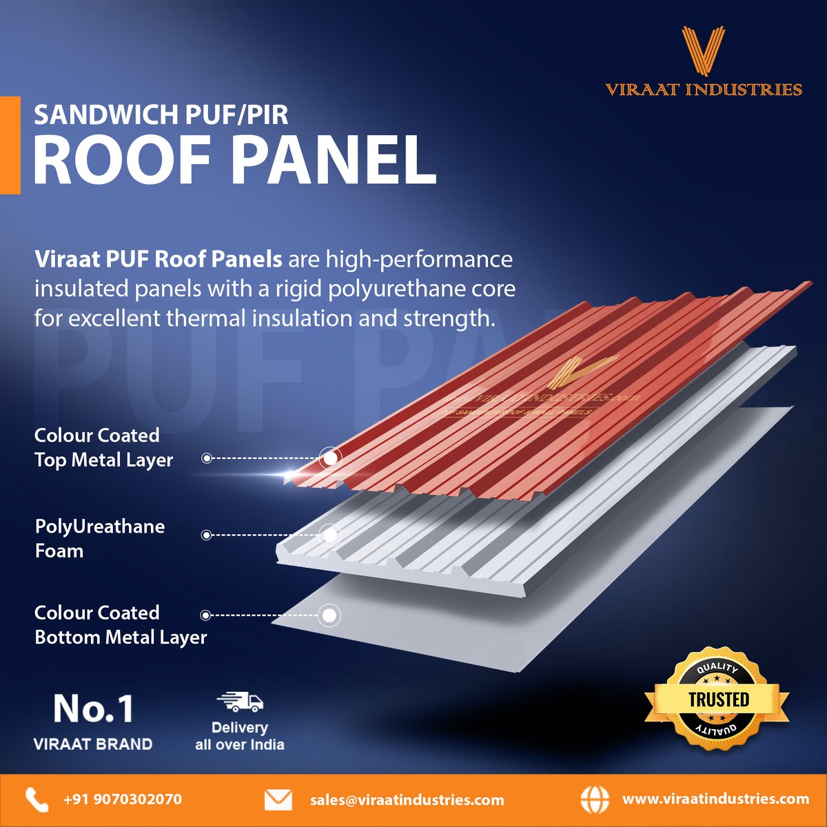 ViraatIndustri1's tweet image. Viraat PUF/PIR Sandwich Roof Panels – Where Strength Meets Insulation
For more info
Call Us: +91 9070302070
sales@viraatindustries.com
viraatindustries.com
#PUFPanel #PIRPanel #RoofingSolutions #ViraatIndustries #RoofingPanels #IndustrialRoofing #pufroofpanel #pufsandwichpanel