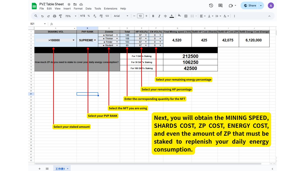 AlexSu_Taiwan's tweet photo. I have created a calculator(Google Sheet) to calculate MINING SPEED and COST.

https://t.co/g8nxHxpu4Q

@TelgatherGames @DrZombiePump 

#PVZ $ZP https://t.co/zzahnsmL48