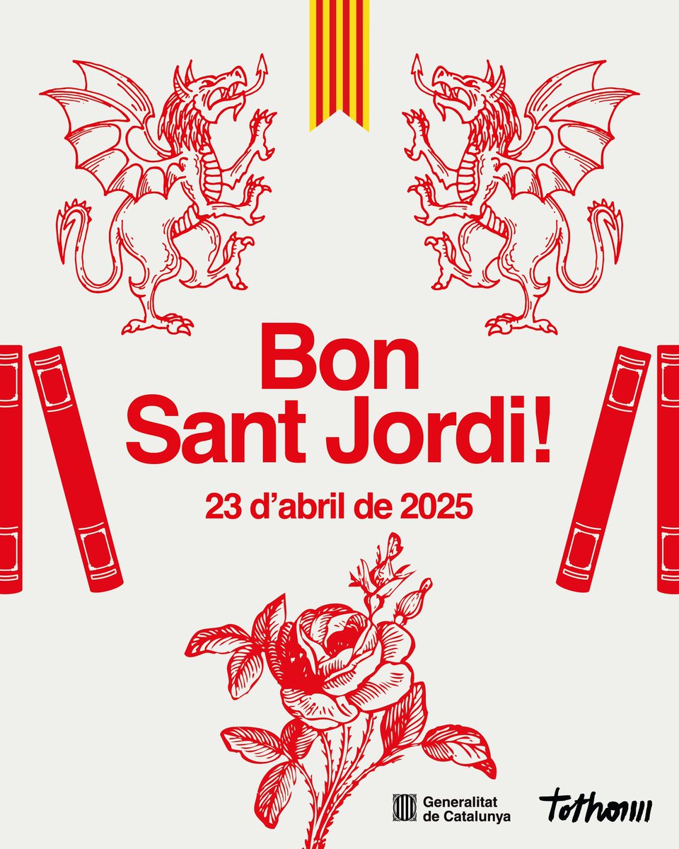 🌹 Ha arribat el gran dia, bon Sant Jordi a totes i a tots! Avui toca sortir al carrer i gaudir d'aquesta jornada tan especial

📚 Un dia per regalar cultura, sentir-la i viure-la

💜 Sant Jordi és teu. I de tothom.

santjordi.gencat.cat

#CelebraSantJordi25