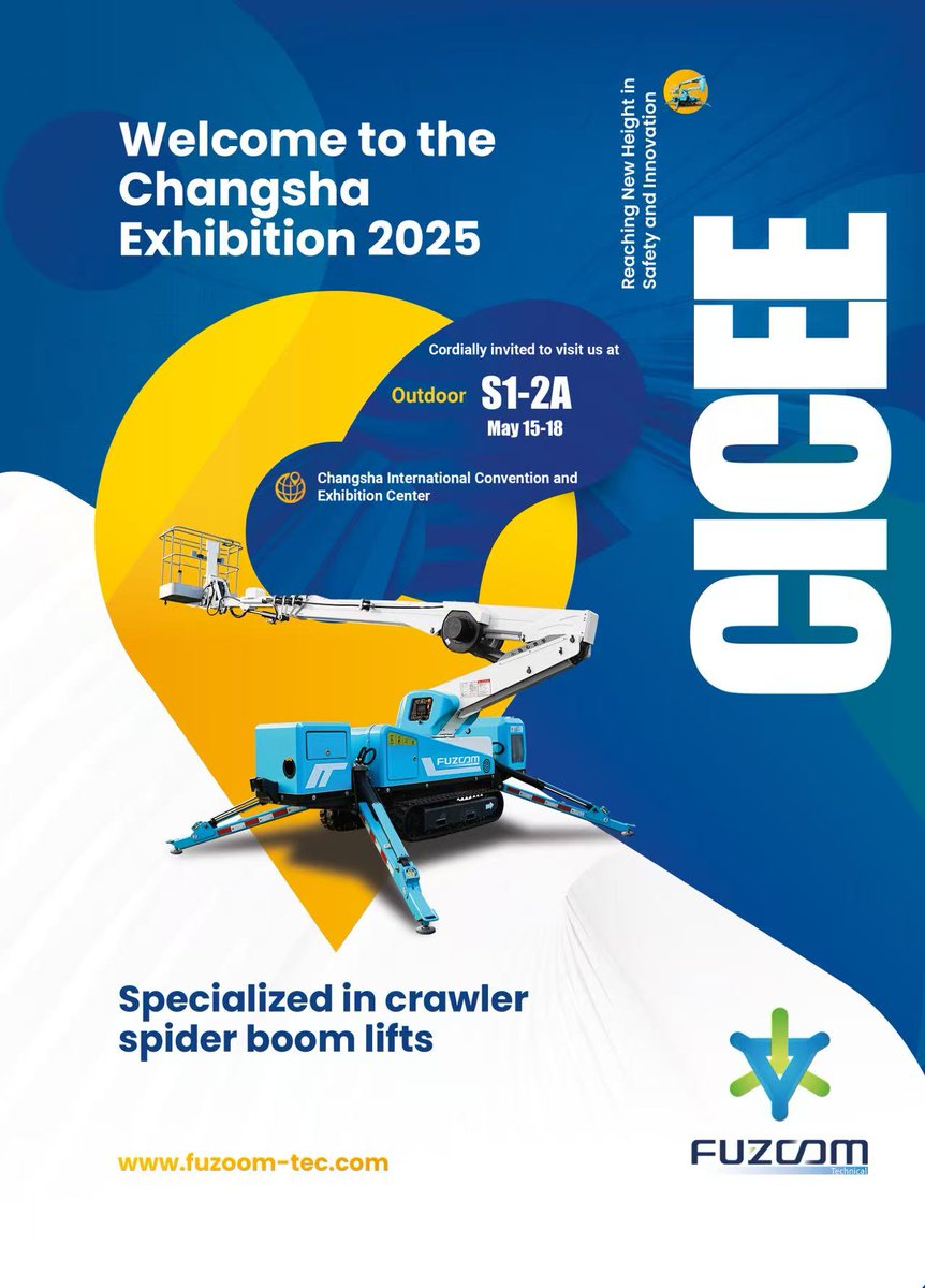 fuzoomtechnical's tweet image. Fuzoom Spider Boom Lift.  Looking forward to meeting you at the Changsha Exhibition